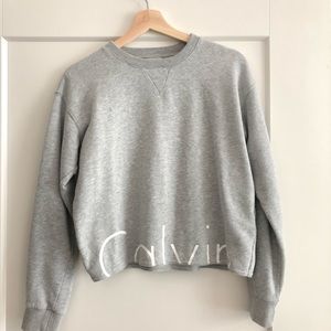 Calvin Klein Gray Cropped Logo Sweatshirt